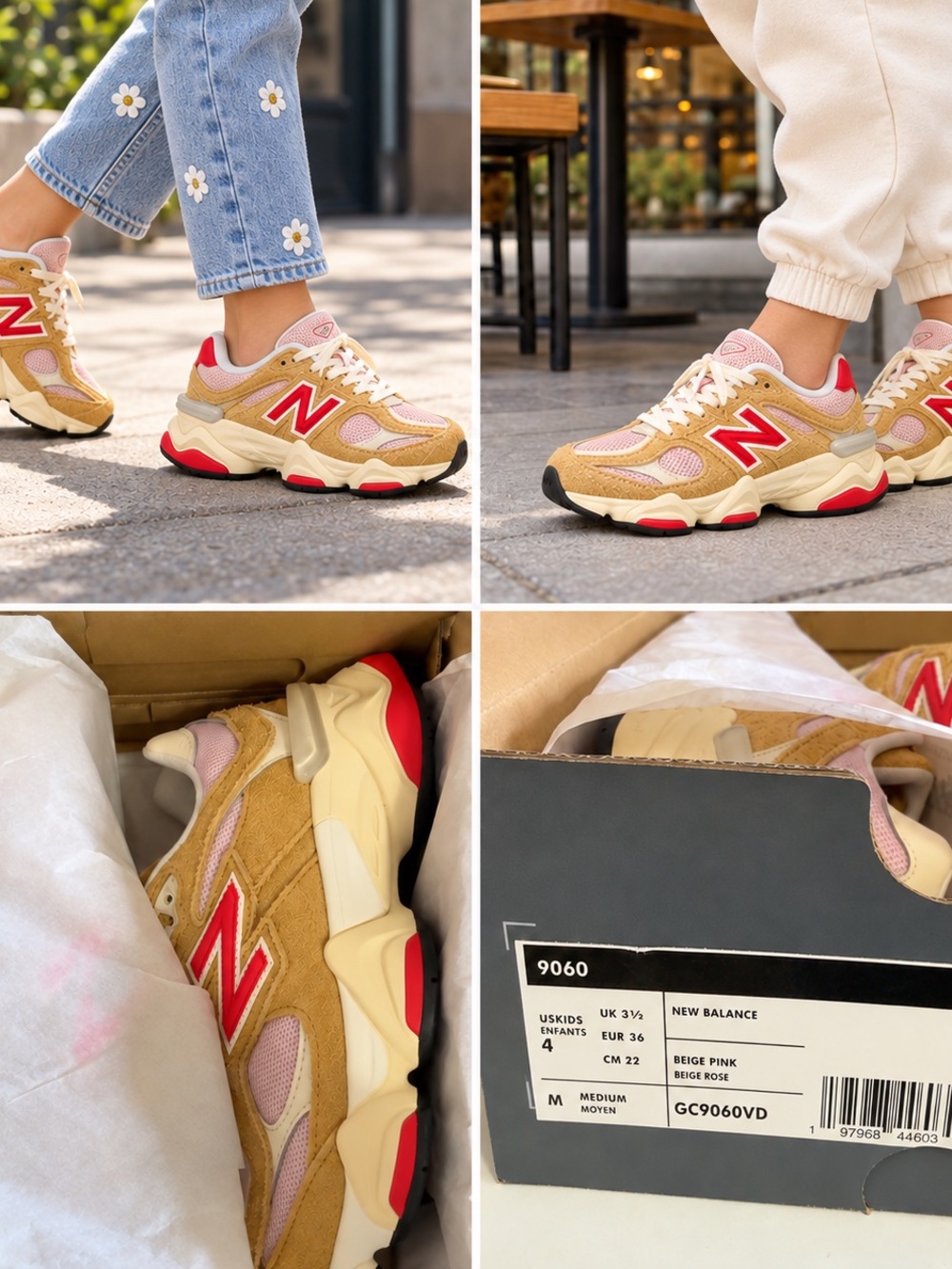 New Balance Beige Pink 9060 Women’s Chunky Mesh & Suede Sneakers